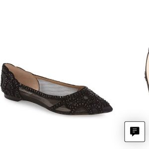 Badgley Mischka Collection GiGi Crystal Pointed Toe Flat - Size 10 - Black
